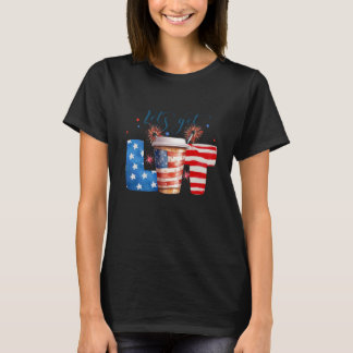 T-shirt 4 juillet Allons chercher du café Lit Party