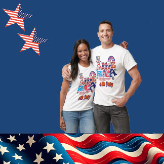 T-shirt 4 juillet America Independence Day Star Firecracke