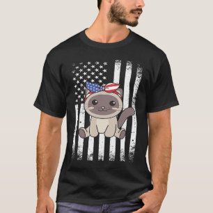T-shirt 4 juillet Américain Siamese Chat Pour Enfants Cute