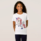 T-Shirt 4 juillet Américain Unicorne Pegasus Rainbow (Devant entier)