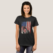 T-shirt 4 juillet American Flag Construction Backhoe Exc (Devant entier)