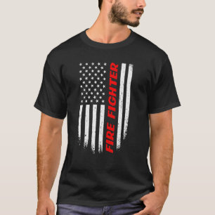 T-shirt 4 juillet American Flag Firefighter Hommes Femmes