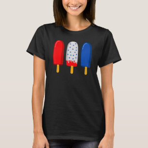 T-shirt 4 juillet American Flag Popsicle Toddler Girl Boy