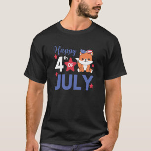 T-shirt 4 juillet American Fox Pour Enfants Cute Usa Fox 4