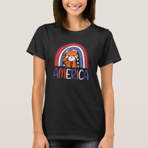 T-shirt 4 juillet American Pandas Kids Usa Rainbow Red P