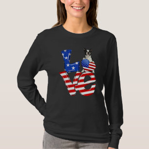 T-shirt 4 juillet Amour patriotique Boston Terrier América