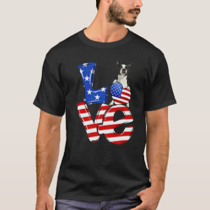 T-shirt 4 juillet Amour Patriotique Boston Terrier América