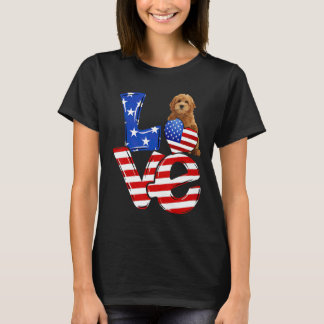 T-shirt 4 juillet Amour Patriotique Goldendoodle Américain