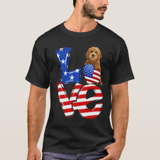 T-shirt 4 juillet Amour patriotique Goldendoodle américain