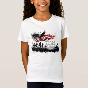 T-Shirt 4 juillet art patriotique avec drapeau et soldats