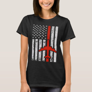 T-shirt 4 juillet Avion Pilote Drapeau Américain Fier Avi