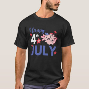 T-shirt 4 juillet Axolotal Américain Pour Enfants Cute Usa