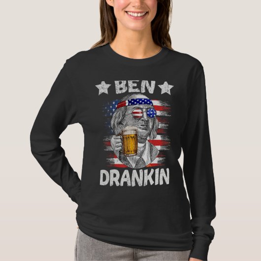 T-shirt 4 juillet Ben Drankin Boire Bière Benjamin Fra (Devant)