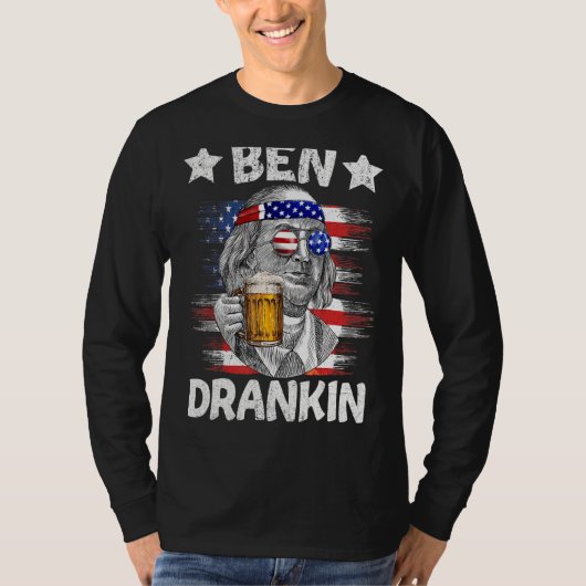 T-shirt 4 juillet Ben Drankin Boire Bière Benjamin Fra (Devant)
