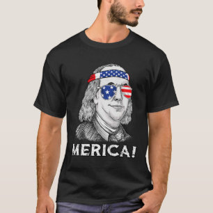 T-shirt 4 juillet Ben Franklin Merica USA Garçons Filles E
