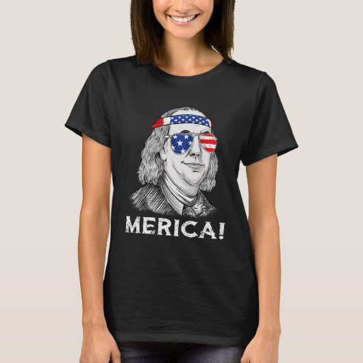 T-shirt 4 juillet Ben Franklin Merica USA Garçons Filles E (Devant)