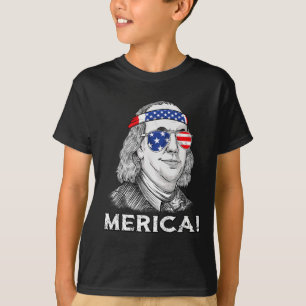 T-shirt 4 juillet Ben Franklin Merica USA Garçons Filles E
