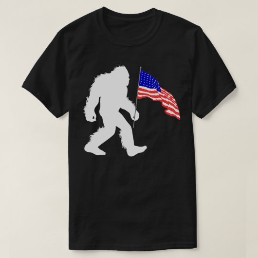 T-shirt 4 juillet Bigfoot Sasquatch Holding American Fla (Design devant)