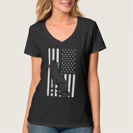 T-shirt 4 juillet Black Labrador Dog Owner Us Flag Blac (Devant)