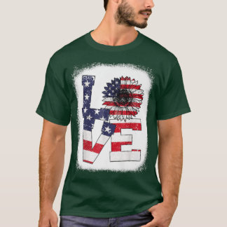 T-shirt 4 juillet Bleached Amer Tournesol Patriotique Amer