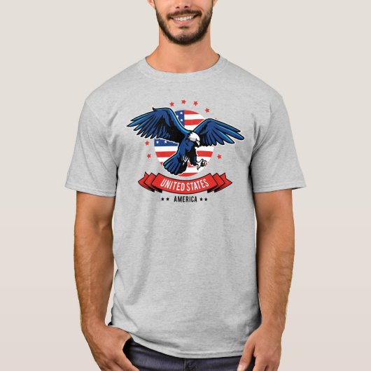 T-shirt 4 juillet Bold Eagle drapeau américain Couleurs (Devant)