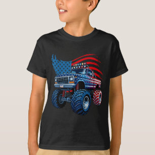 T-shirt 4 juillet camion monstre drapeau américain garçons