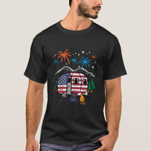 T-shirt 4 Juillet Camper Van Us Drapeau Camg Patriotique