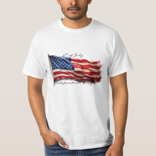 T-shirt 4 juillet - Célébrer avec le drapeau américain (Devant)