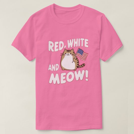 T-shirt 4 Juillet, chat mignon tenant un drapeau d'usa (Design devant)