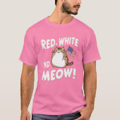 T-shirt 4 Juillet, chat mignon tenant un drapeau d'usa (Devant)