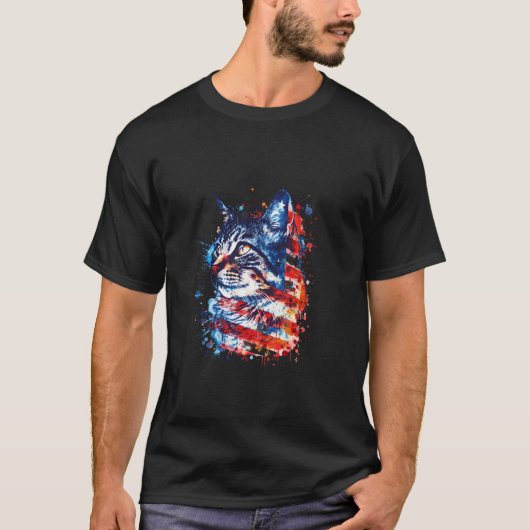 T-shirt 4 juillet chat patriotique quatrième juillet améri (Devant)