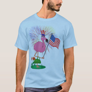 T-shirt 4 juillet chemise drôle de Flamant rose