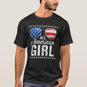 T-shirt 4 juillet Chemise TOUTE AMÉRICAINE FILLE USA Drape