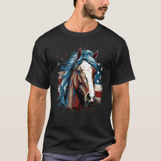 T-shirt 4 juillet Cheval du Drapeau US 2