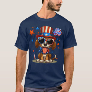 T-shirt 4 juillet chien/chiot mignon, patriotique