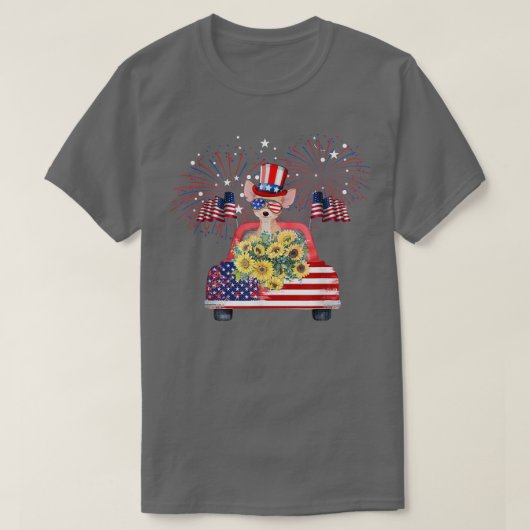 T-shirt 4 juillet Chihuahua Firework Sunflower America D (Design devant)