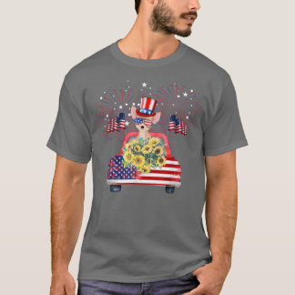 T-shirt 4 juillet Chihuahua Firework Sunflower America D