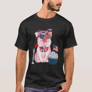 T-shirt 4 juillet Cochon Animaux de ferme Usa Drapeau Patr