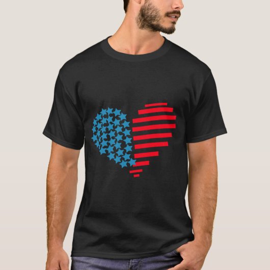 T-shirt 4 juillet coeur (Devant)