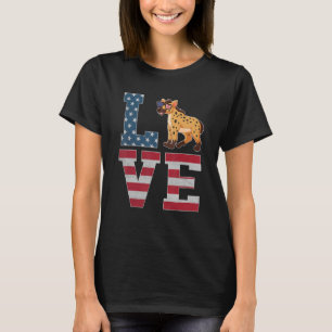 T-shirt 4 juillet Décor Patriotic Love Hyena American Fl