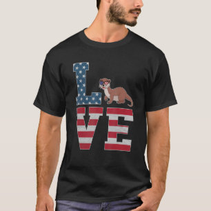 T-shirt 4 juillet Décor Patriotic Love Weasel American F