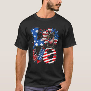 T-shirt 4 juillet Décor Patriotique AMOUR French Bulldog D