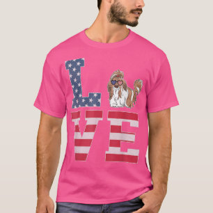 T-shirt 4 juillet Décor Patriotique AMOUR Shih Tzu Chien A