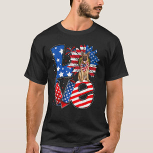 T-shirt 4 juillet Décor Patriotique LOVE German Shepherd D