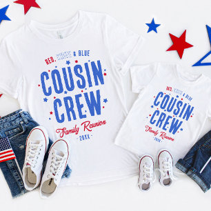 T-shirt 4 juillet d'équipage rouge blanc et bleu cousin