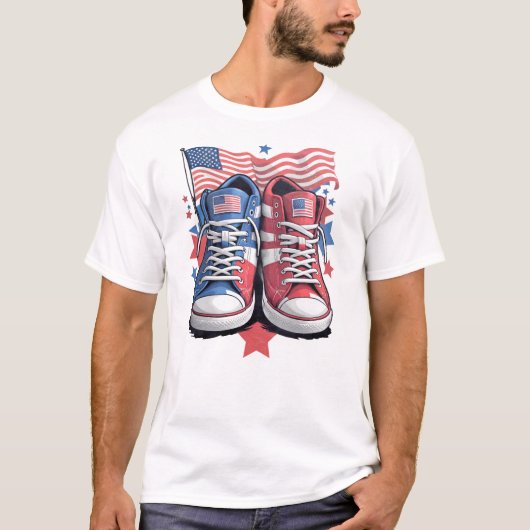 T-shirt 4 juillet design Basket américain (Devant)