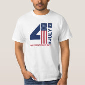 T-shirt 4 juillet Design de texte rouge blanc et bleu (Devant)