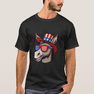 T-shirt 4 juillet Donkey Farmer Drapeau américain Patrioti
