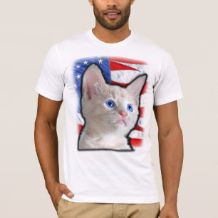 T-shirt 4 juillet Drapeau Américain Cute Patriotique Kitte