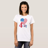 T-shirt 4 juillet drapeau américain de coeur de drapeau (Devant entier)
